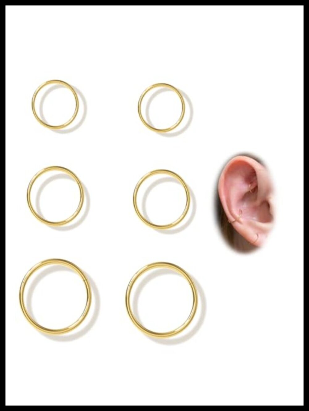 14K Gold Plated Small Hoop Earrings Surgical Steel Huggie
